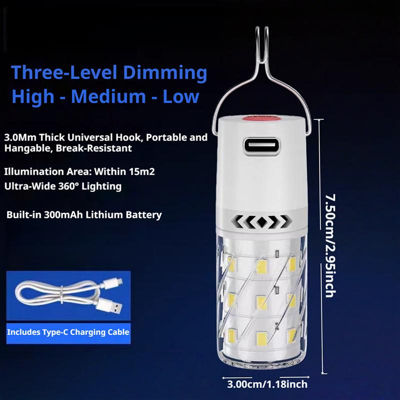 SEAMETAL LED Rechargeable Camping Lantern Emergency Outdoor Tent Light Portable Night Light with Clip Hook for Hiking Fishing Hurricane