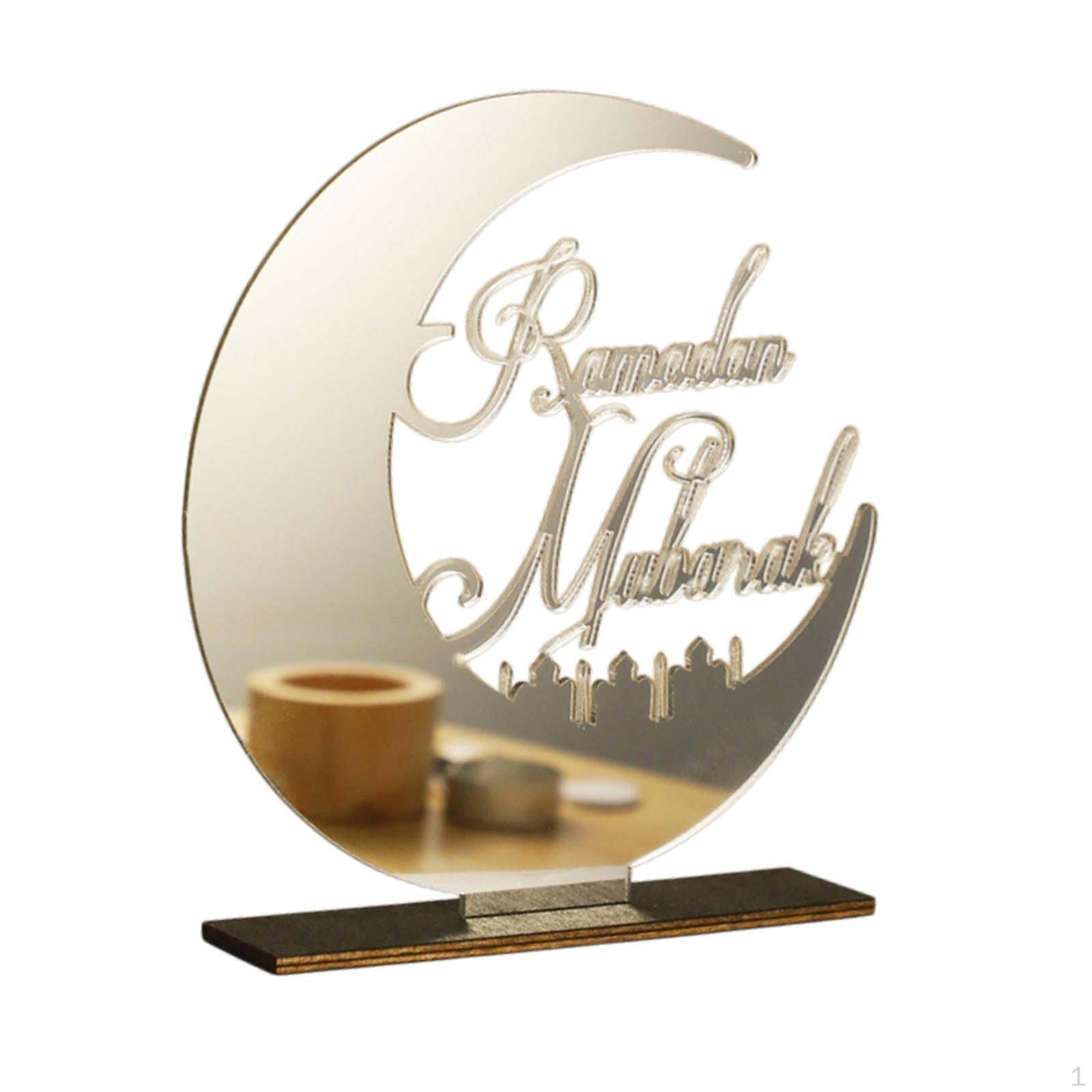 

Eid Mubarak Acrylic Table Sign for Islamic Festival Bedroom Accent Ramadan Mubarak серебряный
