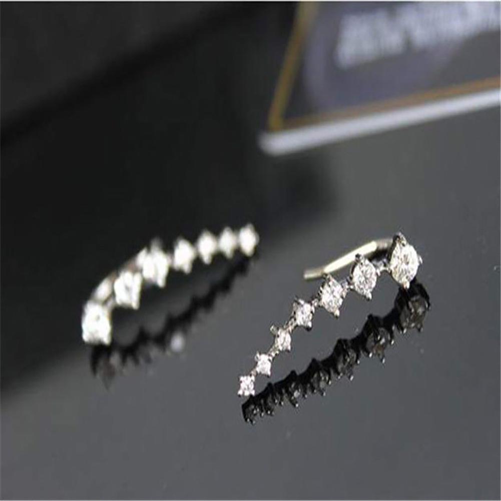 Women Fashion Star Shaped 7 Rhinestone Long Bride Ear Stud Earrings for Weeding Party