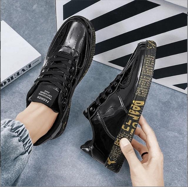 Mode Neue Männer Schuhe Fashiona Lackleder Sneakers Tops Gold Silber Hip Hop Stiefel Glänzend Beleuchtete Marke Designer Schuhe Flats Größe 46