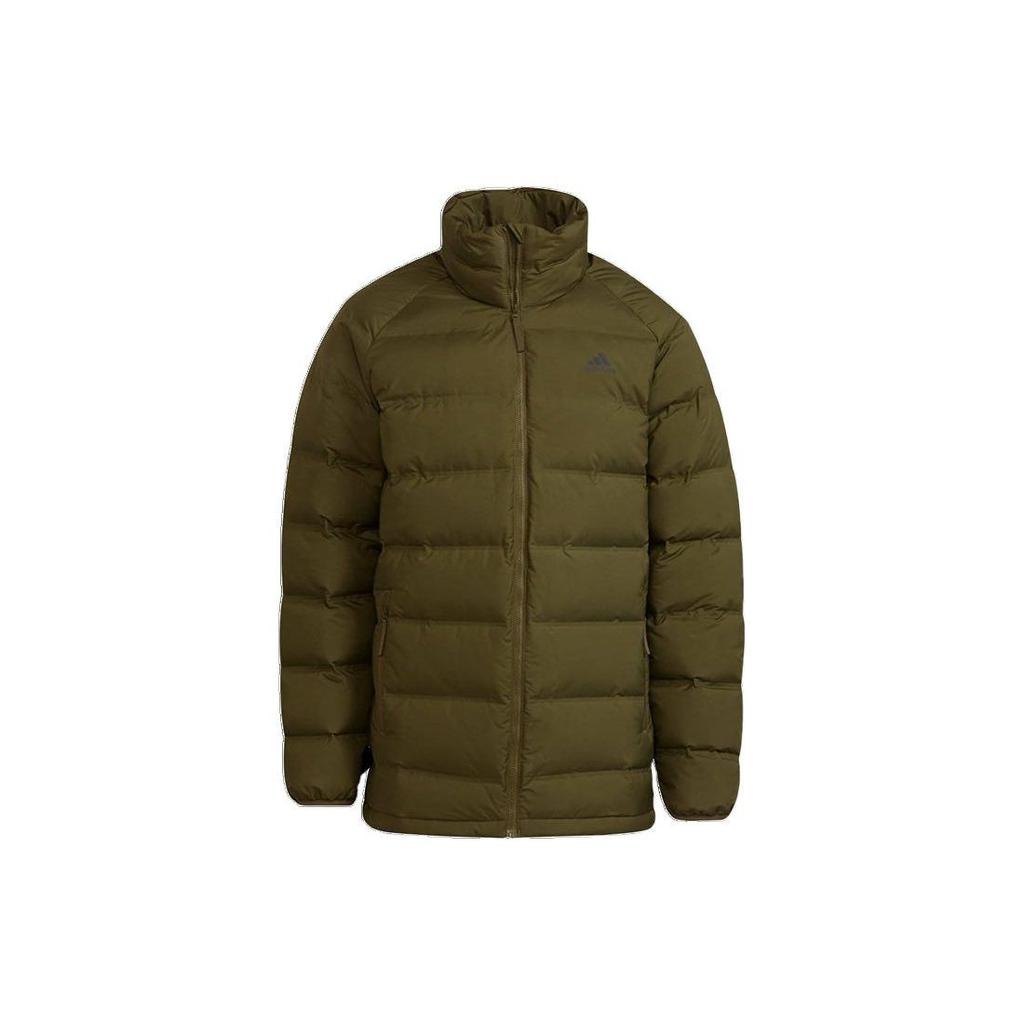 Adidas Down Jackets Men's Army Green Stand Collar Lightweight Other GT9197