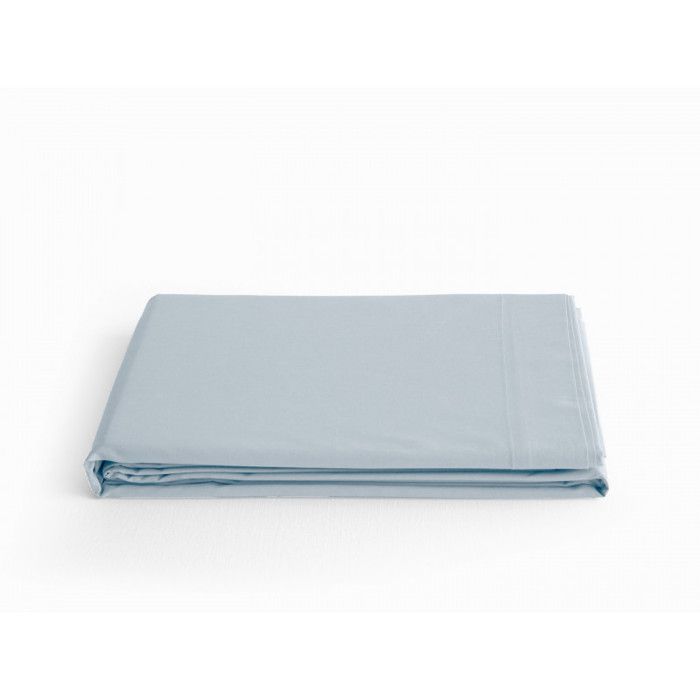 Drap plat percale pur coton peigné longues fibres 80 fils/cm² Vent du sud - Glacier - 270 x 300 cm pour lit King size