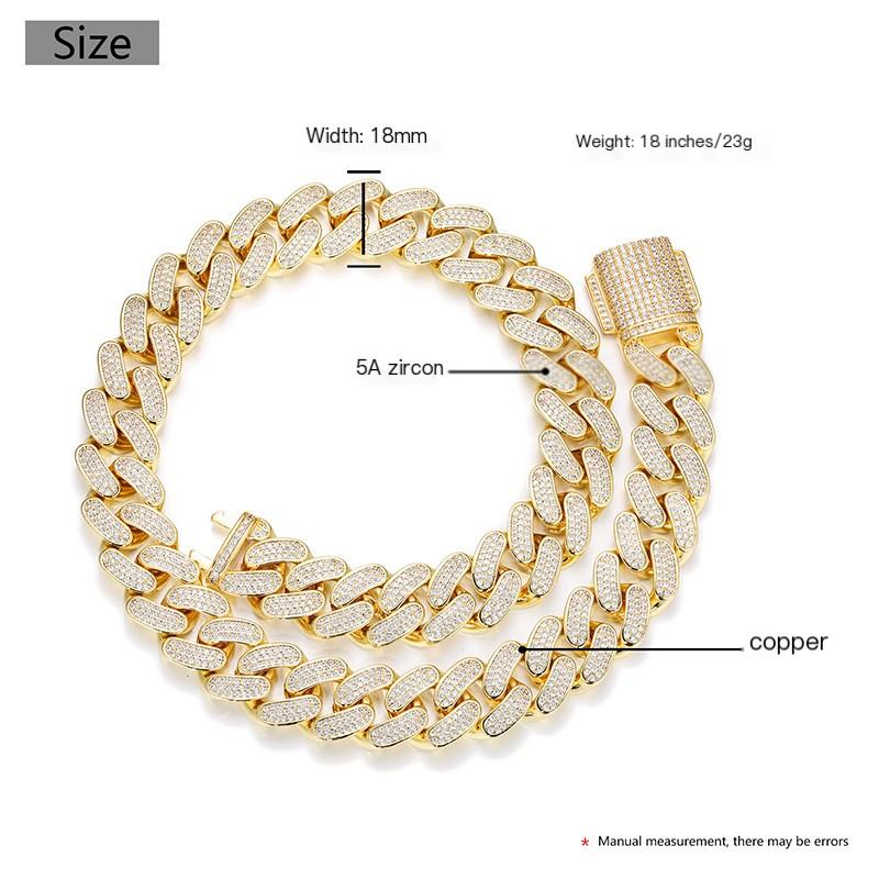 Exclusive Men's 18K Gold-Plated Cuban Chain In-Stock - Zircon Gemstone Copper Body Fashion Jewelry