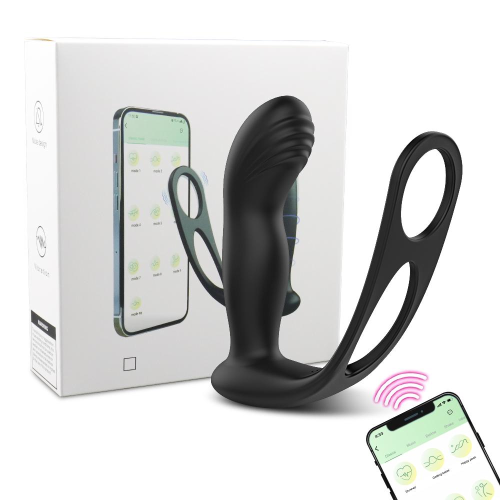 Bluetooth APP Vibrátor Masáž prostaty Oddálení ejakulace Anální kolík Muži Kolík do zadku Dildo Stimulátor prostaty Sexuální hračka pro páry