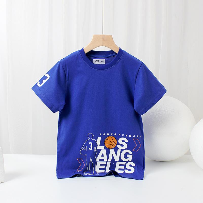 Children's Quick-Dry Cotton Basketball T-Shirts - Summer Short-Sleeve Tops for Boys