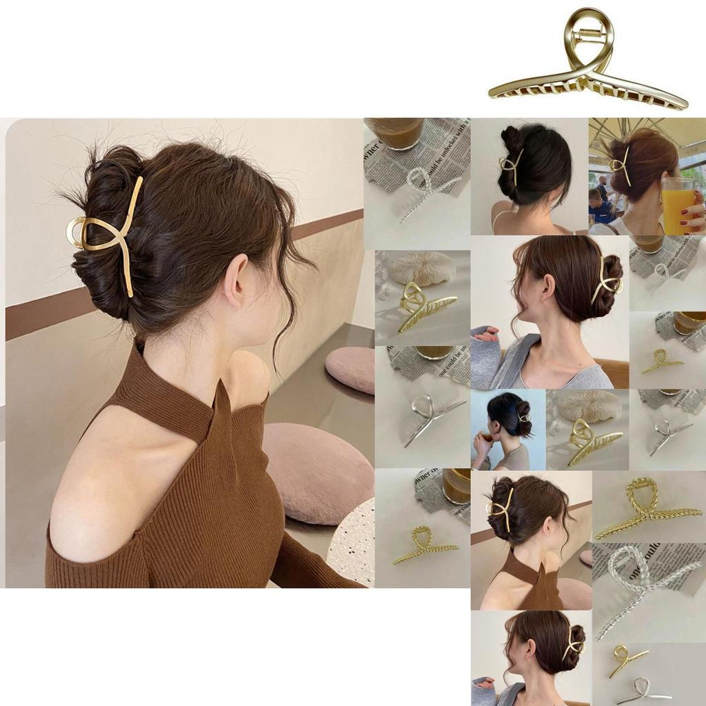 Elegant Women Hair Claw Clip Made Of Matte Metal For Strong Non-slip Grip