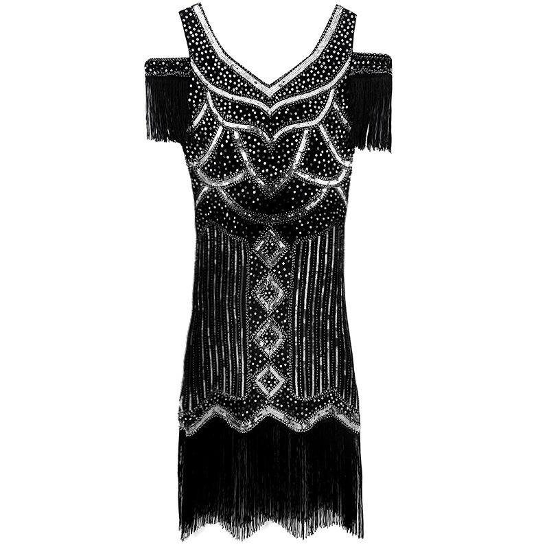 2023 European Retro Gatsby Sequin Tassel Evening Gown - 1920s Theme Party Dress