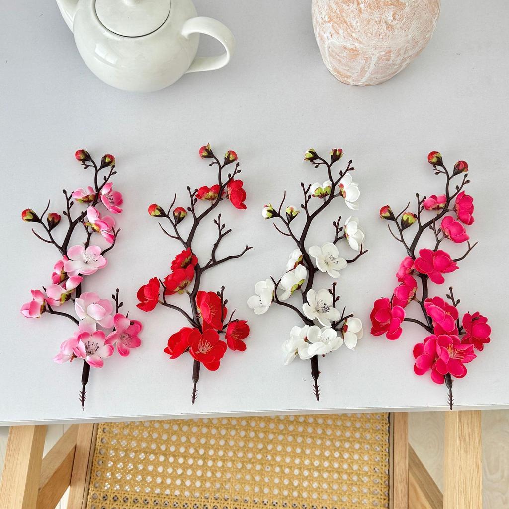 Artificial Plum Blossom Branch - Decorative Faux Flower Arrangement for Home