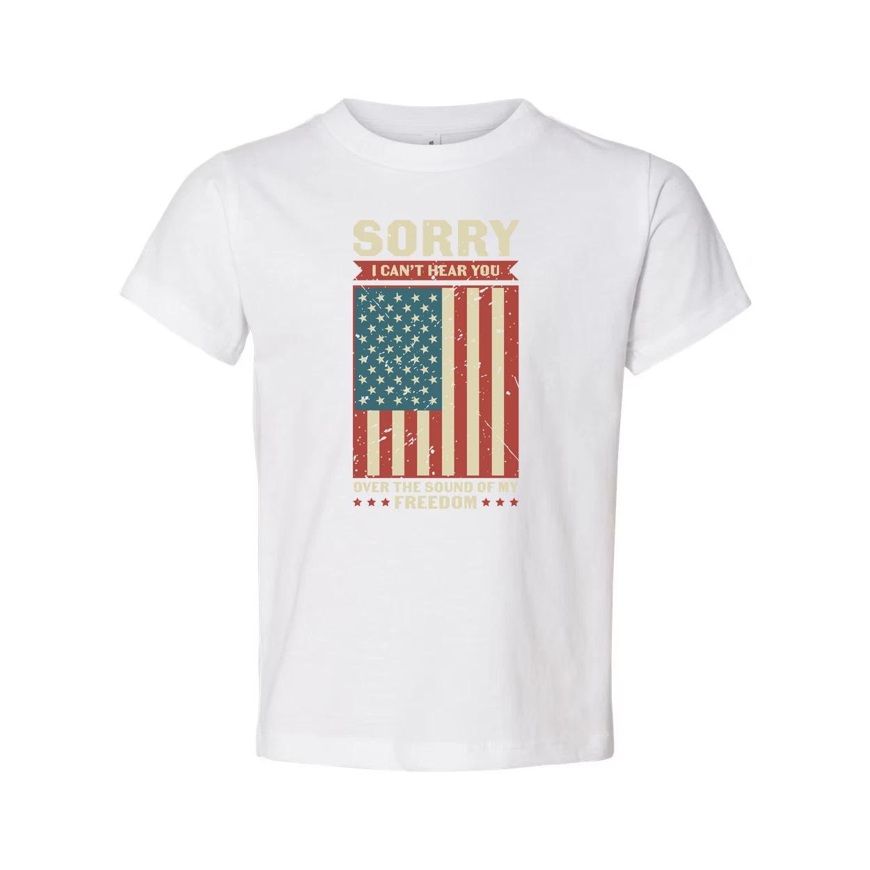 

American Flag Distressed Graphic Tee With Sorry I Can t Hear You Over The Sound S