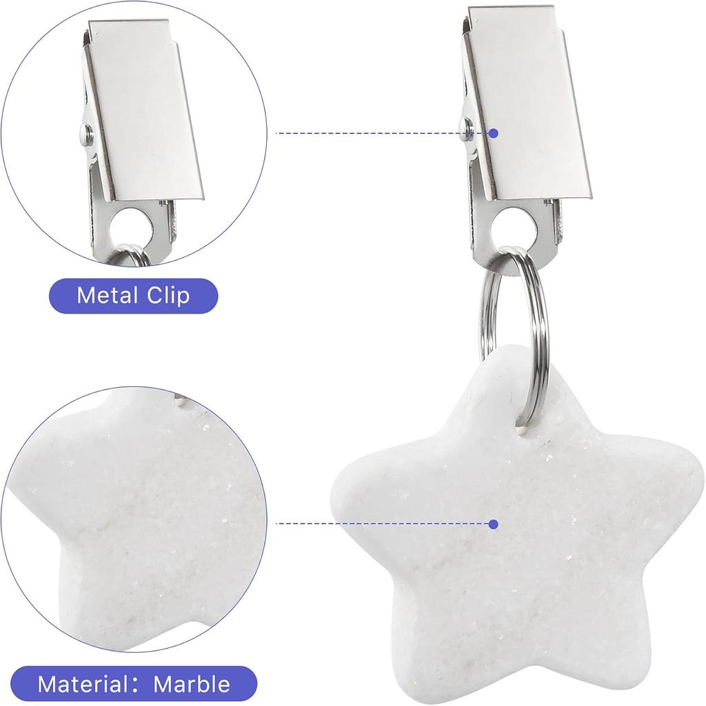 Metal Clip Tablecloth Weights Star Table Cover Weights Stone Table Weights Hangers Tablecloth Pendant for Picnic Dinner Teardrop