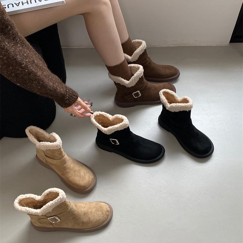 Thick-soled warm fur integrated snow boots winter women's 2025 new velvet thickened non-slip cotton shoes factory