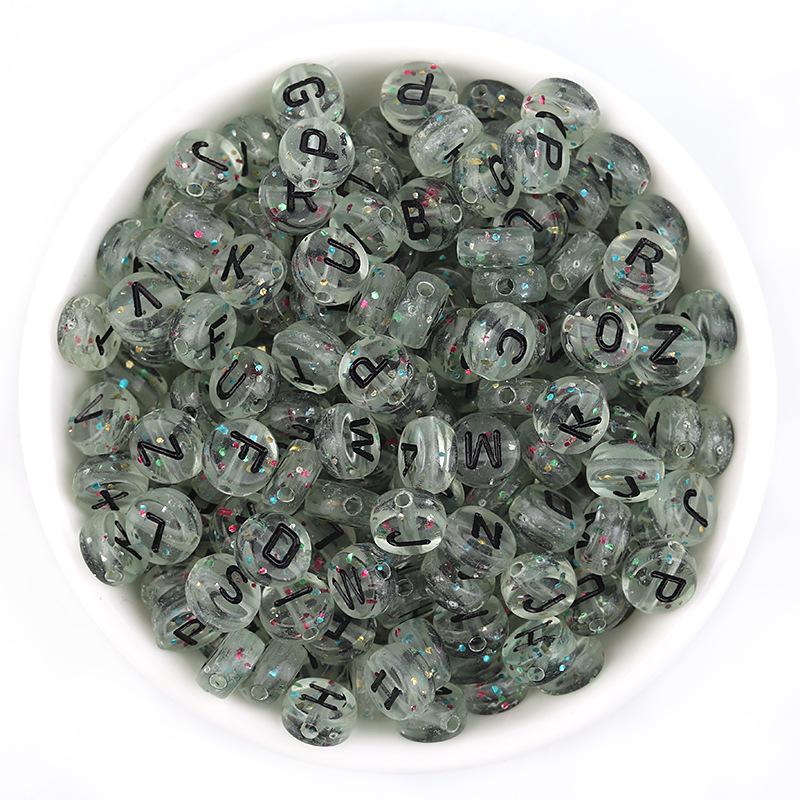 

Акриловые светящиеся бусины-буквы, разные стили, 100 шт./пакет для изготовления браслетов своими руками Diameter ~7mm, Thickness ~4mm, 100 pcs/pack