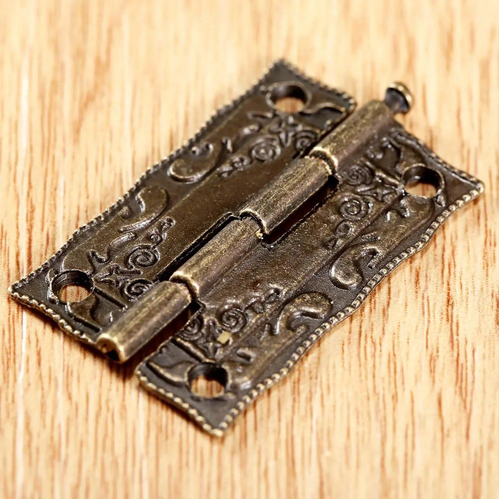Cabinet Door Furniture Hinge 36*23mm Jewelry Wood Boxes Decorative Hinges Furniture Fittings +Screws +Storage Box