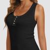 Yousheng Damen Weste U-Ausschnitt Ärmellos Knopfleiste Camisole Bluse Slim Fit Basic Tanktops Strand Büro Party Kleidung