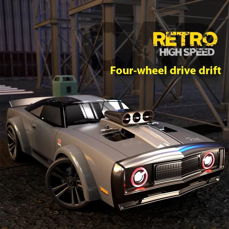 NNew Full Size Light 1:16 4WD High Speed Remote Control Model Drift Car 50KM/H American Muscle Car Boy Toy 4WD Strong Brush LED Racing Car Model Gift
