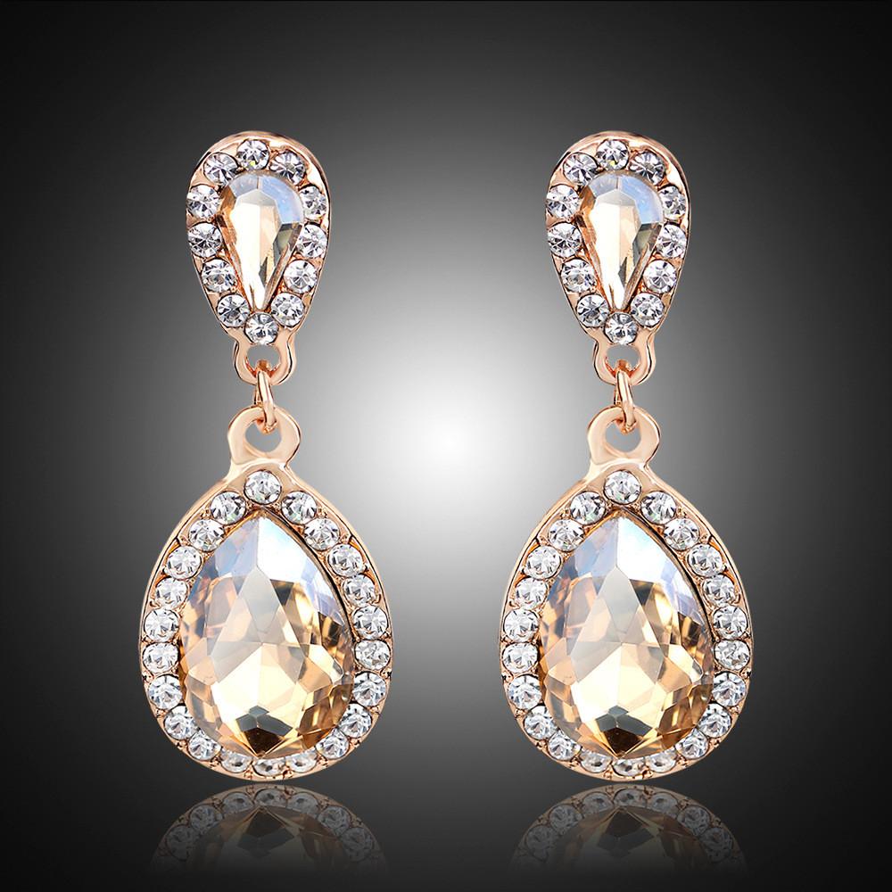 Fashion Drop Earrings For Women With Alloy Water Drop Shape In Champagne Color