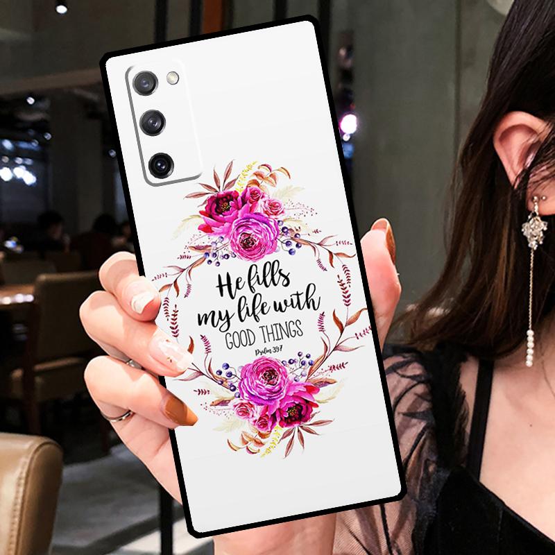 

Чехол из библейского стиха с крестом Иисуса для Samsung Galaxy S20 FE S9 S10 Plus Note 10 Note 20 S21 S22 Ultra, задняя крышка для телефона Galaxy S9