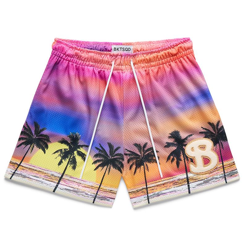 Trendy Brand Men's Quick-Dry Mesh Shorts - American Summer Style for Outdoor Sports & Beach