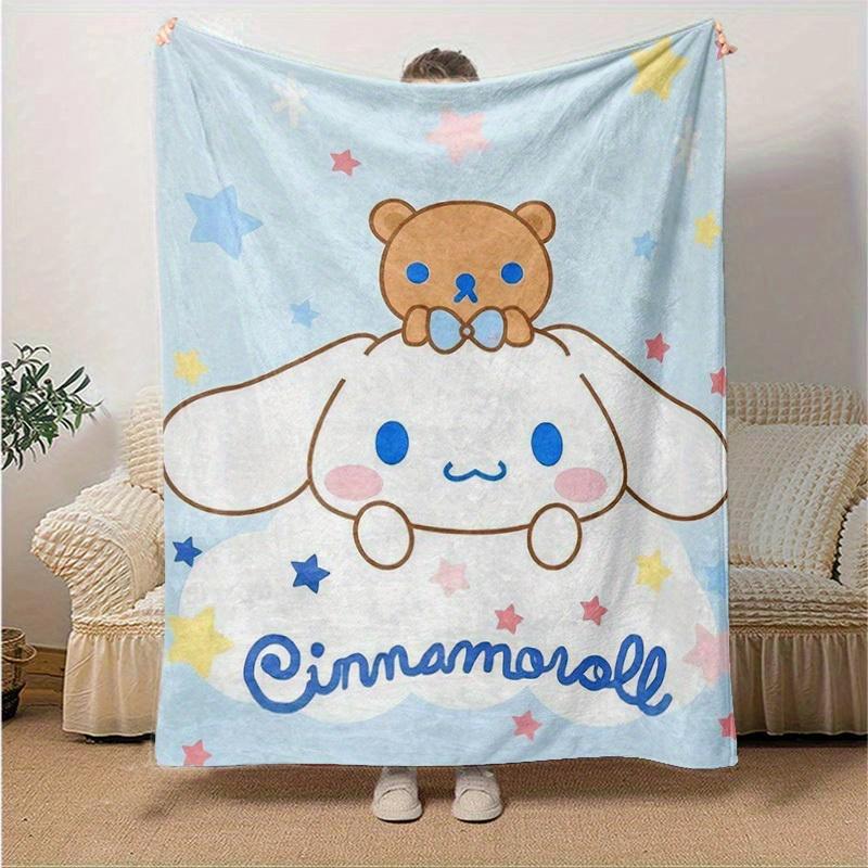 

1pc, Sanrio Cute Cinnamoroll Home Decor Blanket: Perfect Gift for Bedroom, Living Room, Travel, Camping, Car, Beach, Office Naps. Soft Flannel Throw f 130x150cm