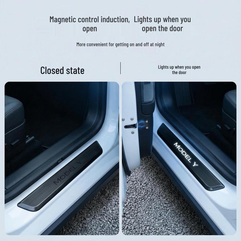 Tesla Model 3/Y LED Magnetic Door Sill Illuminated Welcome Pedal