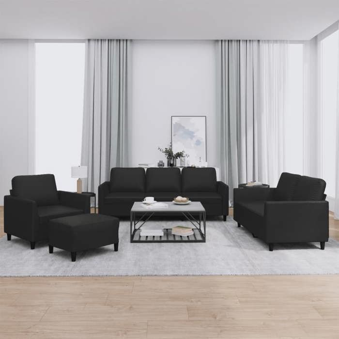 VidaXL Ensemble de Canapés avec Coussins 4 pcs, Canapés avec Accoudoirs et Dossier, Ensemble de Meubles avec Repose-pied 3201745