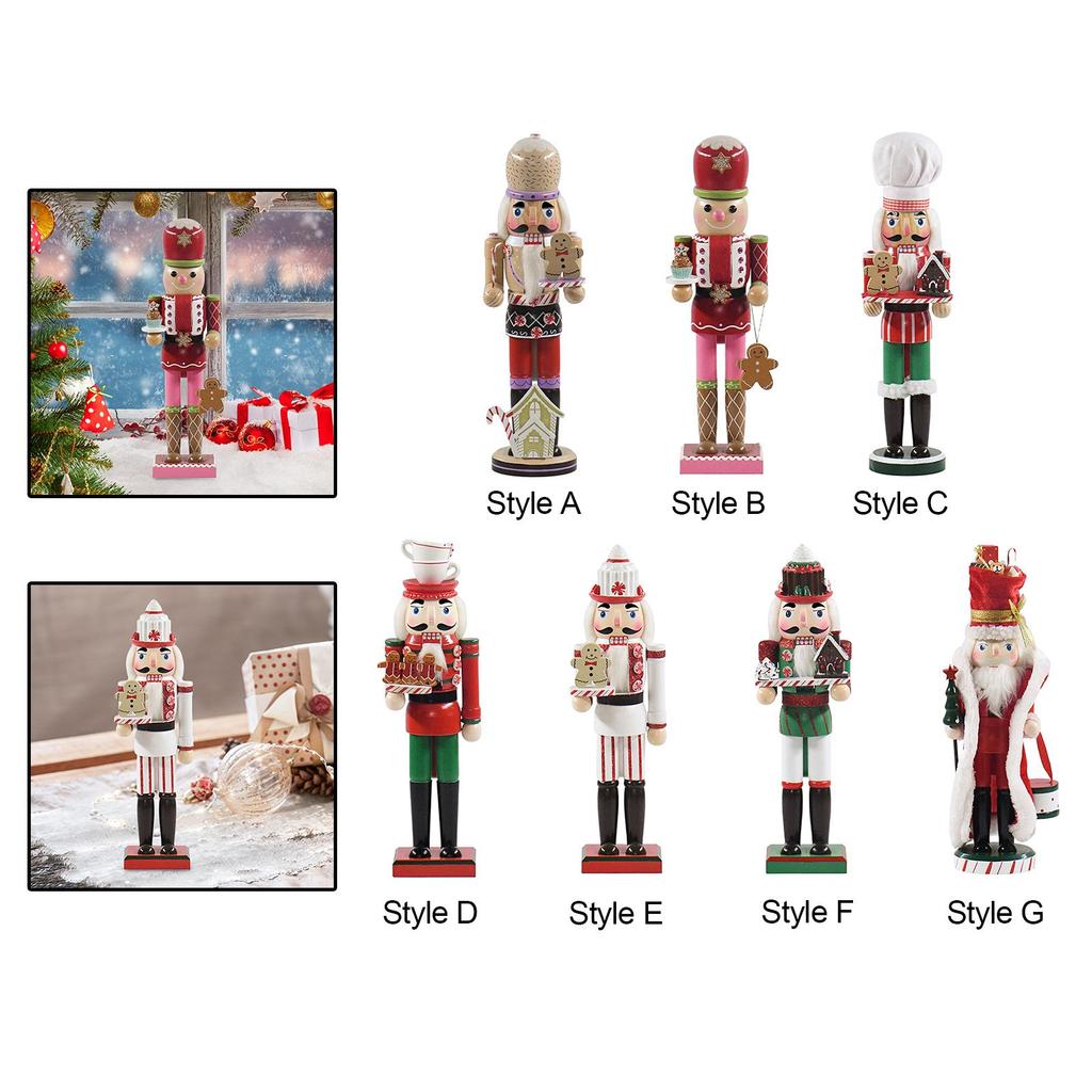 Nutcracker Figure Doll Wooden Nutcracker for Desktop Fireplace Decoration