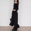 Spring 2025 Women's Wide-Leg Colorblock Casual Pants - Versatile, Loose-Fit, Straight-Leg Style
