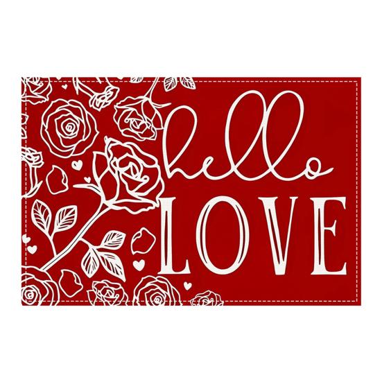 Valentines Day Placemat Retangle Shape Thickened Heat-Resistant Oil-Resistant Non-Slip Coaster Parties Weddings Banquets Table Decoration Dining
