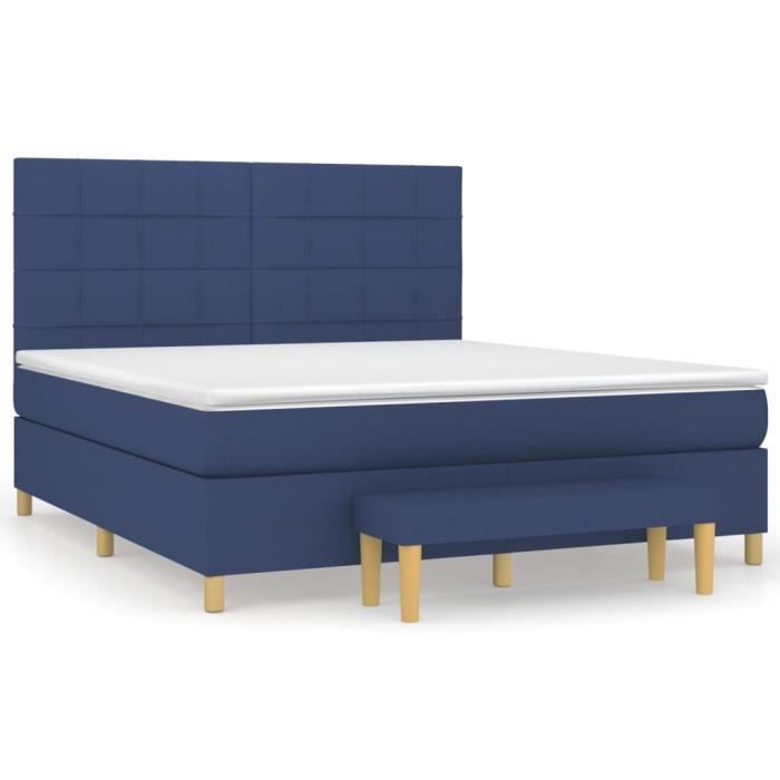 3137179 vidaXL Divan-lit Tapissier Avec Matelas Bleu 180x200 Cm Tissu
