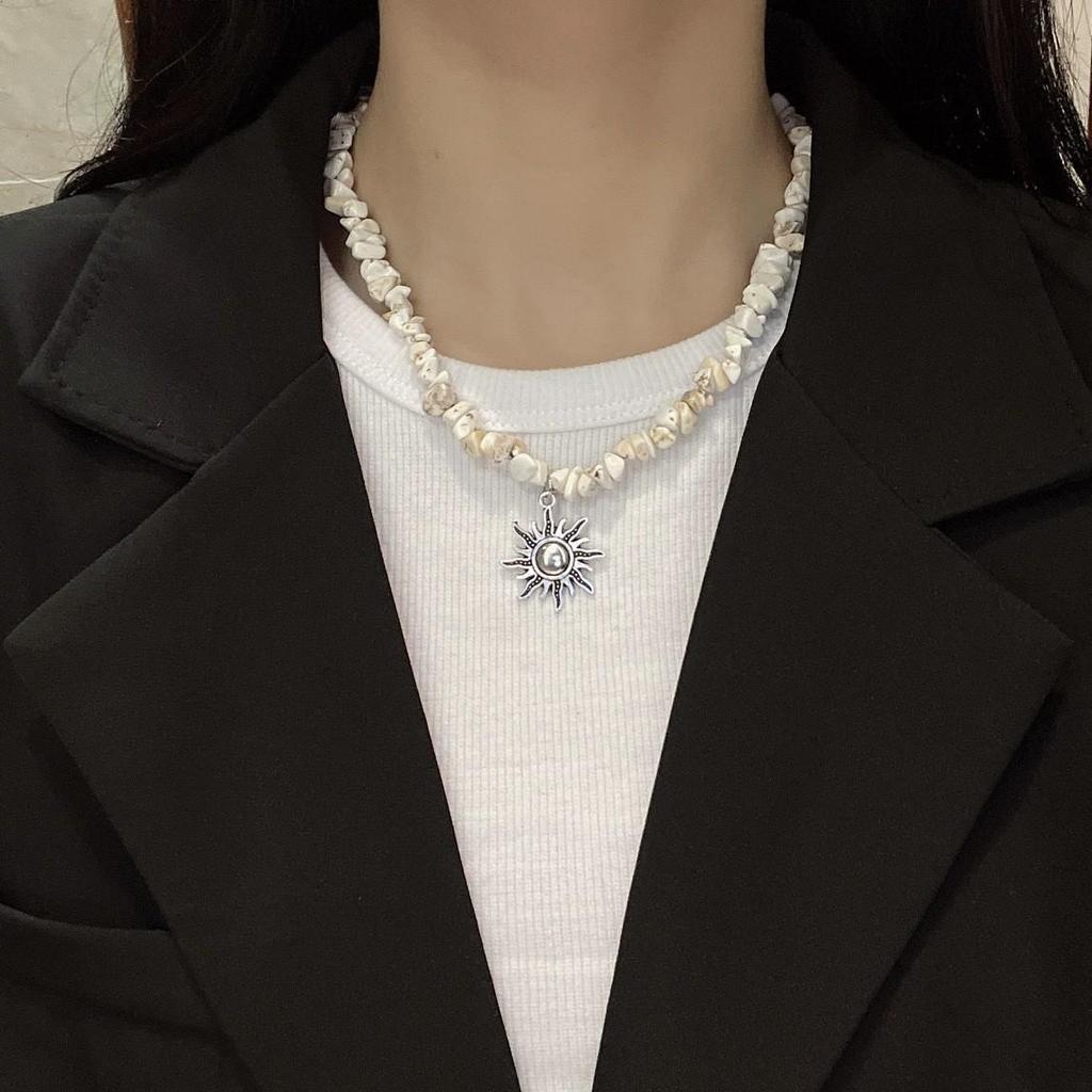 Men's Durable Titanium Steel Cuban Chain Necklace with Zircon Pendant