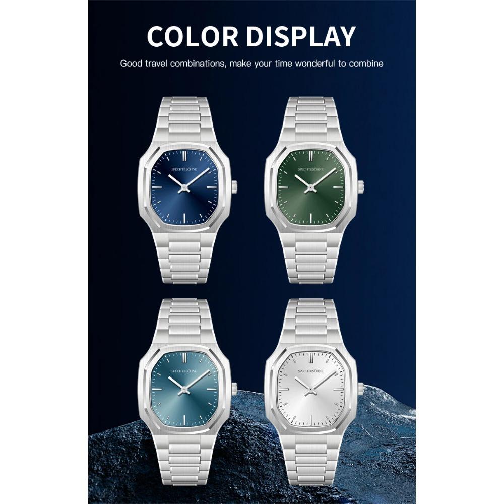 New Fashion Specht & Söhne Ultrathin Quartz Watch For Men Ice Blue Color Stainless Steel Watches Sapphire Crystal 50M Waterproof