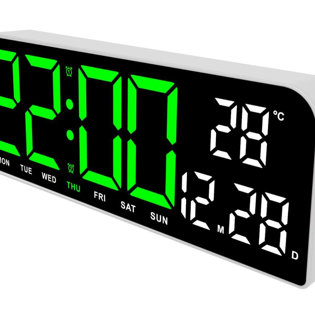 Large LED Alarm Clock with Simple Design - Desktop or Wall Mountable