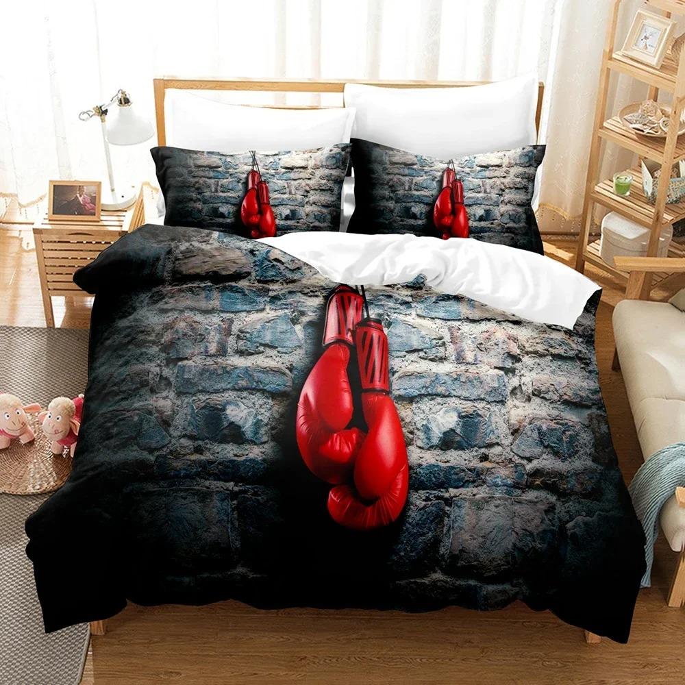 3D Printed Boxing Beding Set Soft Duvet Cover Bedrom Warm Comforter Covers Single Twin King-Sized Dimensionsd Dimensions Comfortable Quilt Cover Home