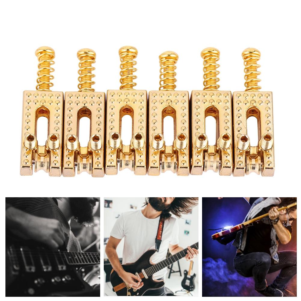 6PCS Guitar Saddles with Roller Bridge Guitar Repair Parts (Gold)