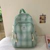 2025 New Plaid Cotton and Linen Double Backpack for Girls To Travel Lightly and Go Out Daily with Backpack Schoolbag