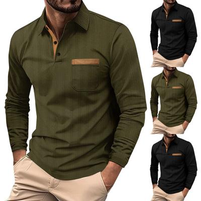 Men's Spring Solid Color Long Sleeve Lapel Shirt Men's Casual Fashion Shirt