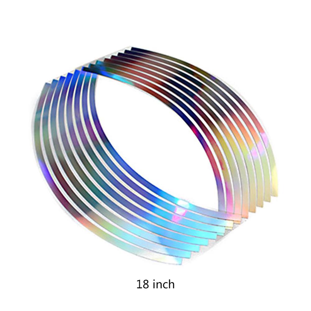 16Pcs/set 10/12/14/18 Inch Reflective Car Sticker Cool Style New PVC Laser Wheel Rim Tape for Motorcycle Luminous Car Stickers