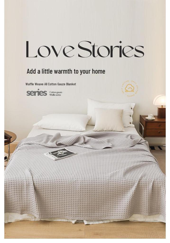 Pure Cotton Waffle Texture Blanket - Versatile Coverlet for Nap, Air Conditioning, or Summer Use