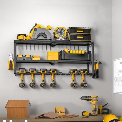 3-Layer Power Tool Rack Wall Mounted Handheld Electric Drill Tool Storage Holder Heavy Duty Floating Tool Shelf Garage Organizer