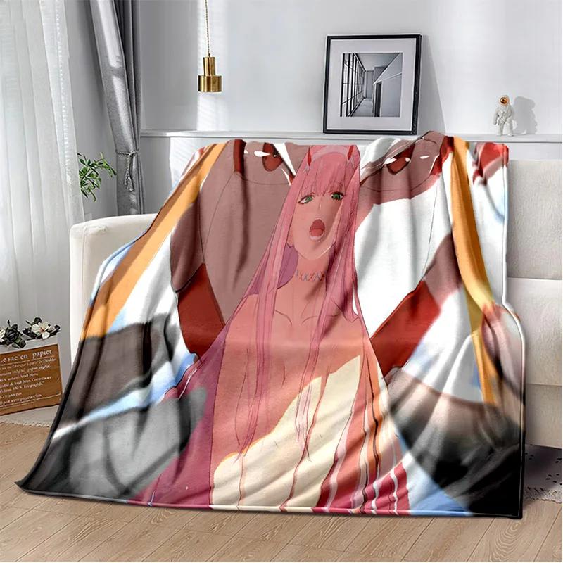 3D Sexy Girl Zero Two DARLING In FRANXX Soft Plush Blanket,Flannel Blanket Throw Blanket for Living Room Bedroom Bed Sofa Picnic