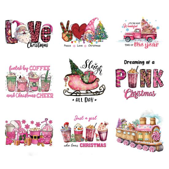 Clothes Sticker Iron On Patch Christmas Style Colorful Clear Letter Print Great Stickiness Anti-slip DIY Heat Transfer Heat Press Hoodies Sticker