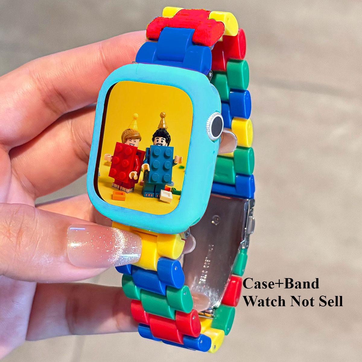 

Милый Мягкий Чехол с Полным Покрытием + Ремешок из Смолы Для Браслета Apple Watch Ultra2 10 9 8 7 6 SE Радужный Красочный Блокирующий Браслет 42/46/49мм Series 3 2 1 -42mm