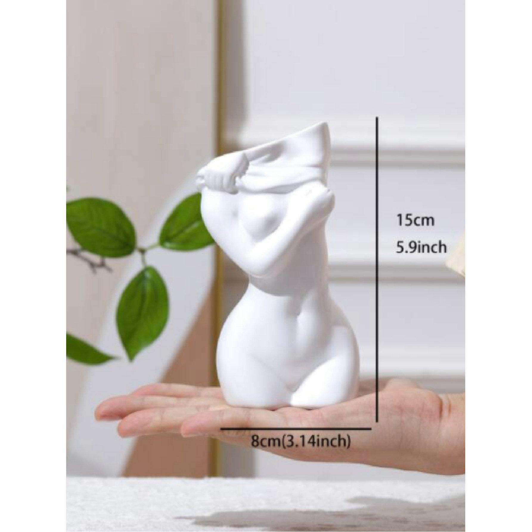 Nordic Instagram Ваза из смолы Керамическое искусство Женская скульптура тела Вазы Подвесной настольный декор Цветочная композиция Сухоцвет белый
