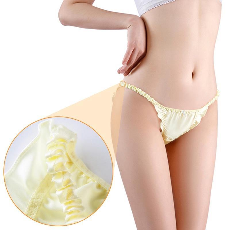 Dame Undertøy Truser Lav midje Truser 100% Silke Pluss Størrelse Ekstra Tynn Kant Lingeri Volangkant