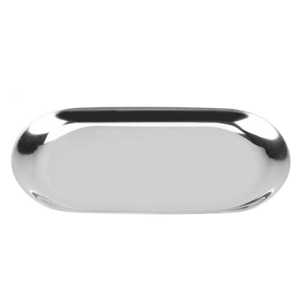 Nordic Stil Edelstahl Lagerung Tablett Kosmetik Schmuck Kuchen Platte für Büro Schreibtische(Silber S)