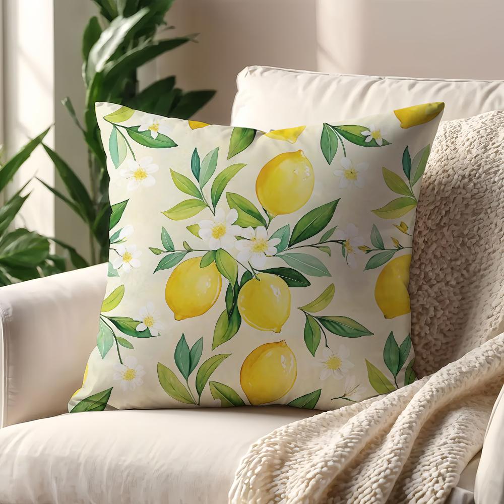 Refreshing LemonFloral Delight cushion cover For Pillow Printing Sofa Decoration Home Car Room Shop Office Nordic Simplicity