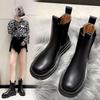 2024 Women's British Style Mid-Calf Martin Boots - Thick-Soled Chelsea, Trendy Autumn Chimney Style