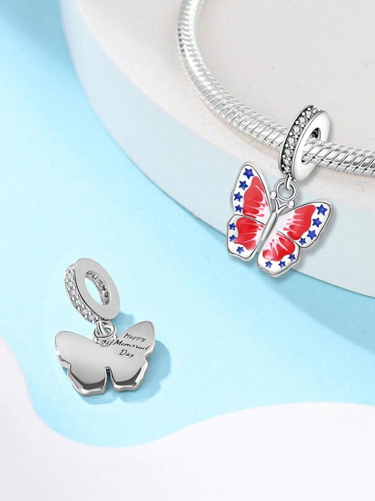 Charms Plata Colorful Butterflies Beads Charm Copper Plated Fit Charms Copperoriginal Bracelet For Jewelry Making Diy Charm