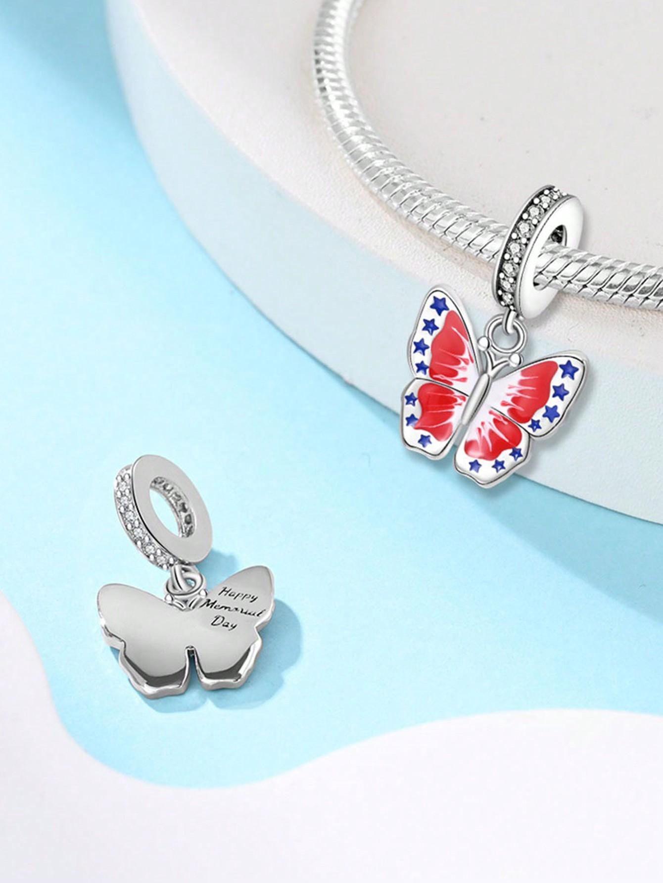 Charm Bead Components Plata Colorful Butterflies Bead Components Charm Bead Component Copper Metal Plated Compatible With Charm Bead Components