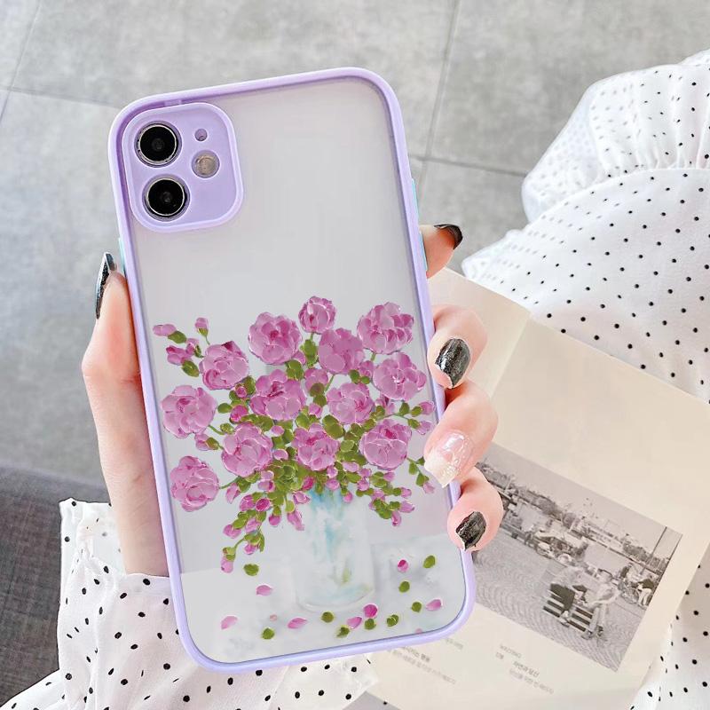 Retro Oil Painting Flower Phone Case For iPhone 11 12 Pro Max 16 15 Pro Max 13 12 Mini X XR XS SE2 8 7 Plus 14 Plus Covers
